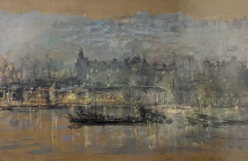 Siebe Johannes Ten Cate (1858-1908) - Les Quais Illuminés - Tableaux et dessins Style Art nouveau