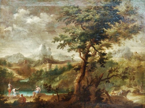 Marco Ricci (1676-1729) - Landscape with fishermen - Paintings & Drawings Style Louis XIV