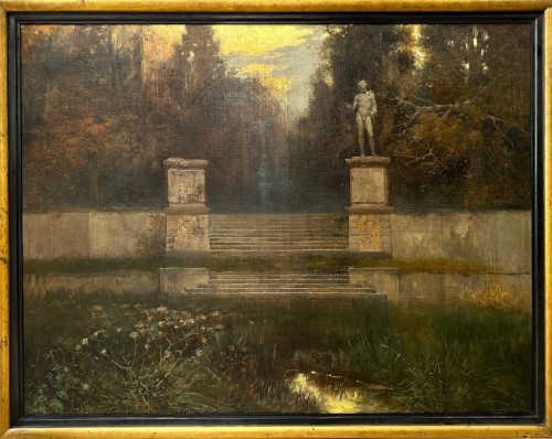 János Gábriel Stein (1874-1949) - Gardens at dusk 