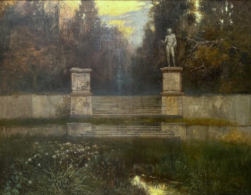 János Gábriel Stein (1874-1949) - Gardens at dusk  - Paintings & Drawings Style Art nouveau