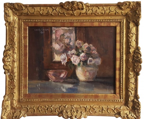 Lovis Corinth (1858-1925) - Rose in runder vase, 1910