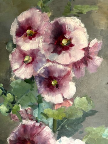 Roses Trémières - Louise ABBEMA (1853-1927) - Tableaux et dessins Style Art nouveau