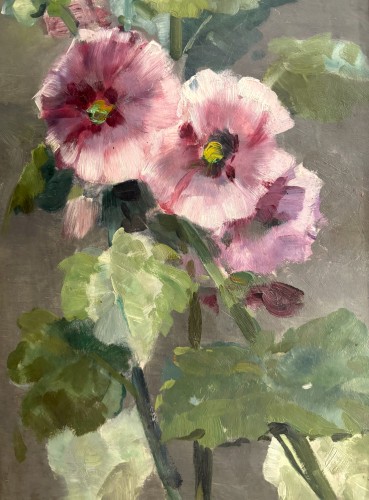 Tableaux et dessins Tableaux du XXe siècle - Roses Trémières - Louise ABBEMA (1853-1927)