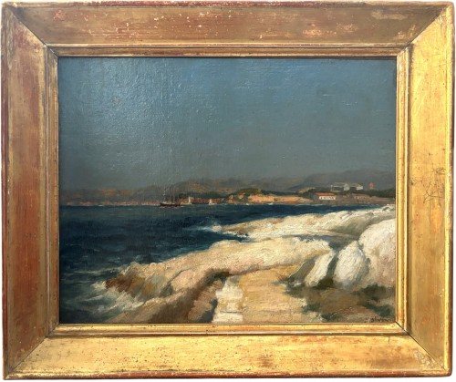 Vue du port de Marseille depuis l'île de l'Eyglaudes - Jean Batiste OLIVE (1848-1936)