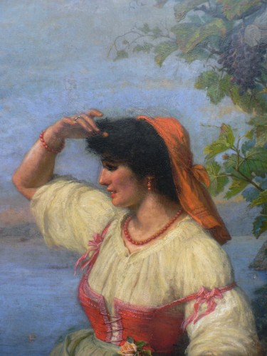 William Travers - The Neapolitan Woman with Tambourine (1903) - Paintings & Drawings Style Napoléon III