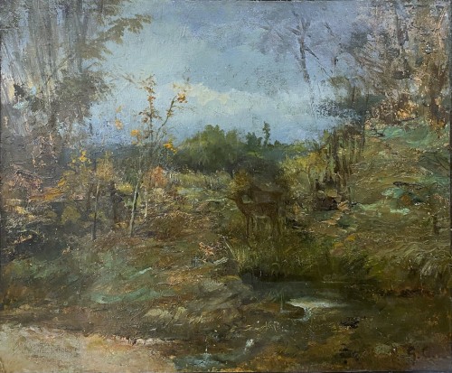 Fontainebleau, sous-bois -- atributed to Gustave COURBET (1819-1877) - Paintings & Drawings Style Napoléon III
