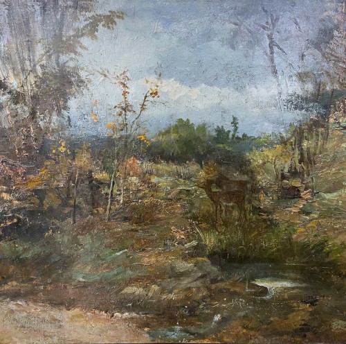 Paintings & Drawings  - Fontainebleau, sous-bois -- atributed to Gustave COURBET (1819-1877)