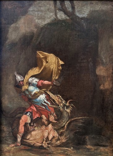 Salvator Rosa (1615-1673) - Jason terrassant le dragon - Tableaux et dessins Style Louis XIII