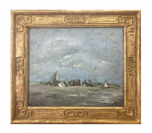 Charles Pécrus (1826-1907) - Trouville, scène de plage
