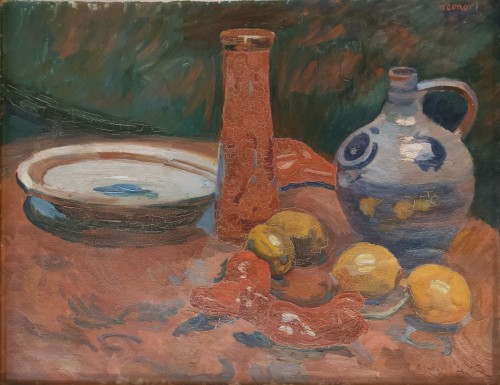 Roderic O’Conor (1860-1940) – Nature morte aux citrons et poivrons, 1896 - Tableaux et dessins Style Art nouveau