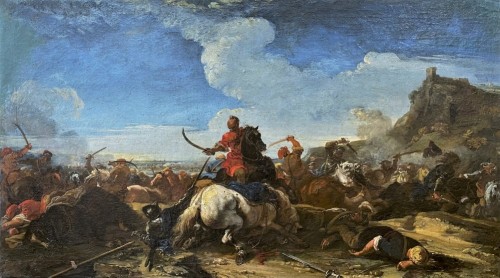 Jacques COURTOIS (1621-1676)- Scène de bataille entre Chrétiens et Turcs