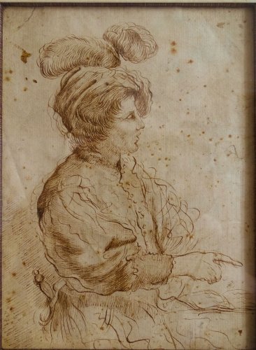 Le Guerchin (attribué) - Jeune spadassin - Tableaux et dessins Style Louis XIII