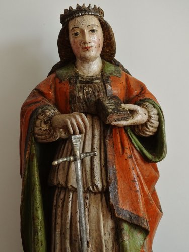 Sainte Catherine d'Alexandrie - France autour de 1550 - Sculpture Style Louis XIII