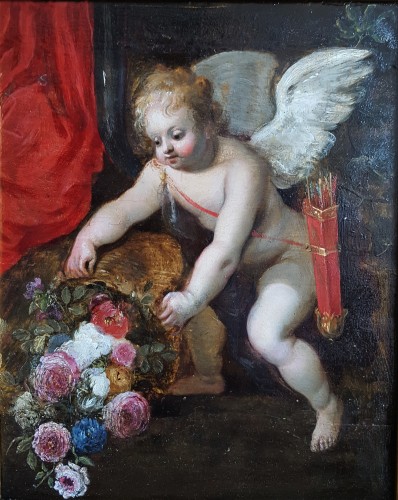 Hendrick van Balen et atelier - Fleurs et Cupidon