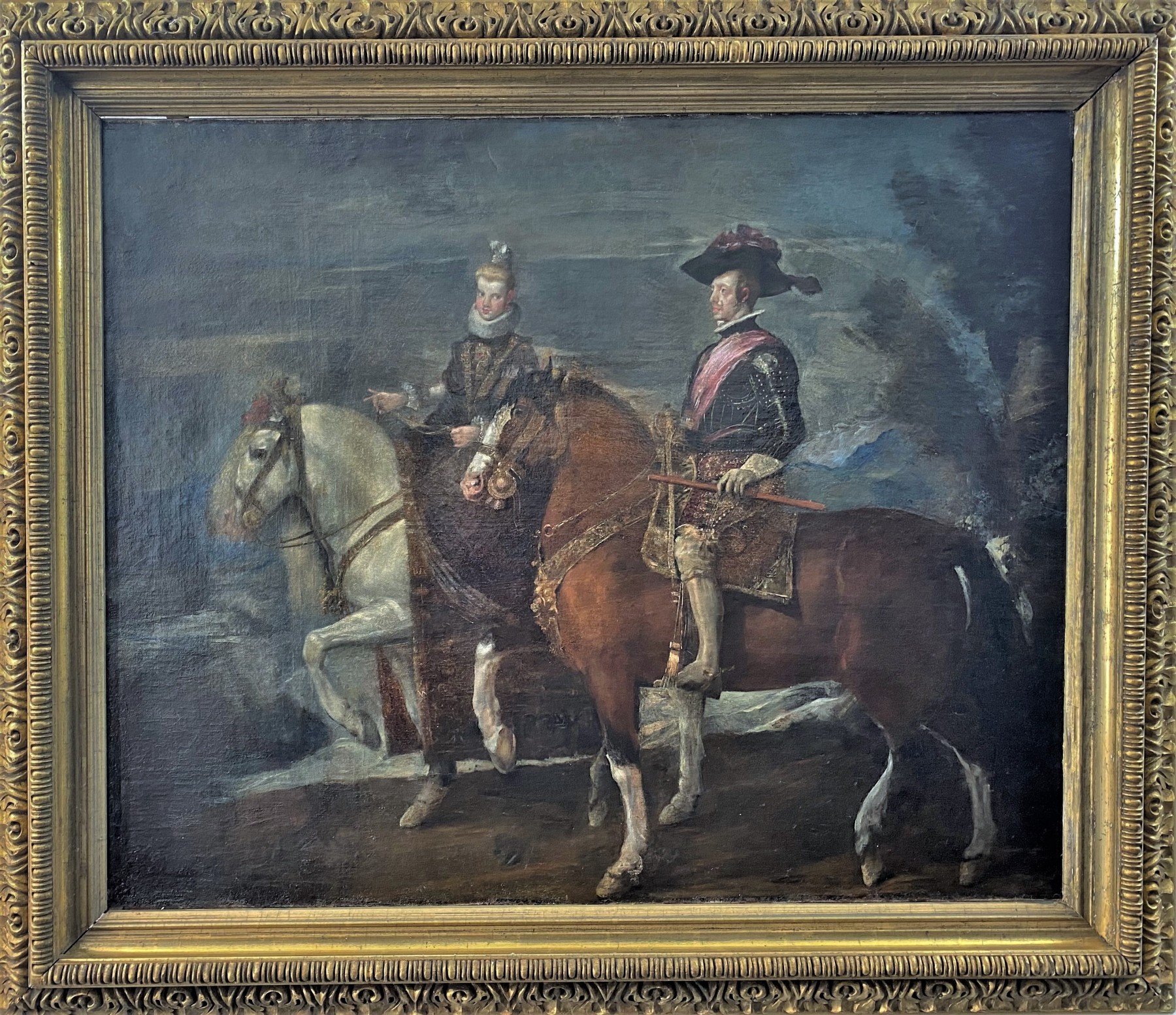 Diego Velasquez (1599-1660) - Equestrian Portrait of King Felipe IV and  Margarita - Ref.89806