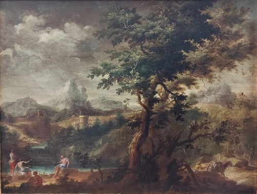 Marco Ricci (1676-1729) - Landscape with fishermen - Paintings & Drawings Style Louis XIV