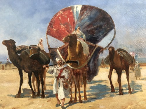Tableaux et dessins Tableaux XIXe siècle - M.Argelés (XIXe siècle) - La caravane dans le désert 1898