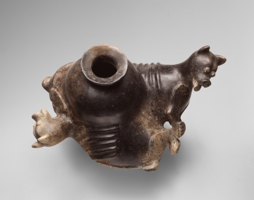 Vase-effigy representing two laying dogs - Jalisco - Ancient Art Style 