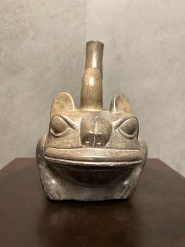 Stirrup bottleneck  representing a toad with felins attributes - Ancient Art Style 