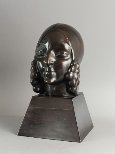 Jeune fille aux anglaises - Léon Indenbaum (1890-1981) - Sculpture Style Art Déco