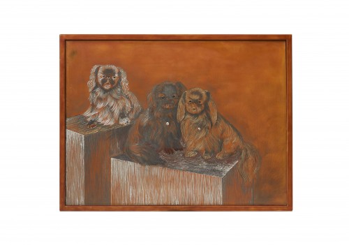Jean Dunand (1877-1942) - Coffee table with pekinese dogs - Furniture Style Art Déco