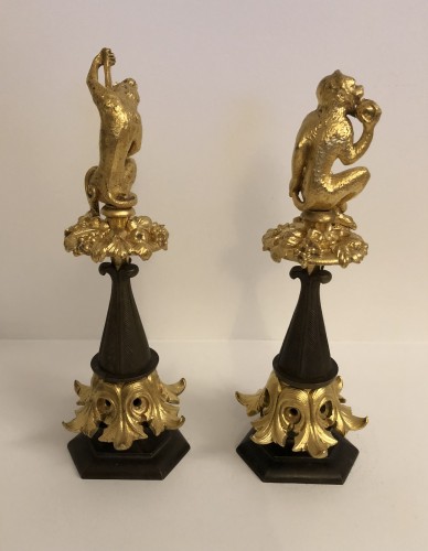 Paire de singes en bronze d'époque Restauration - Galerie Bordet