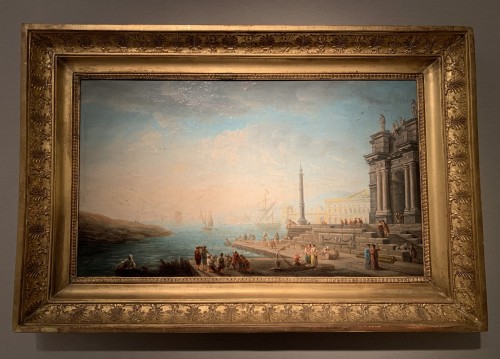 Vue méditerranéenne XVIIIe siècle - Tableaux et dessins Style 