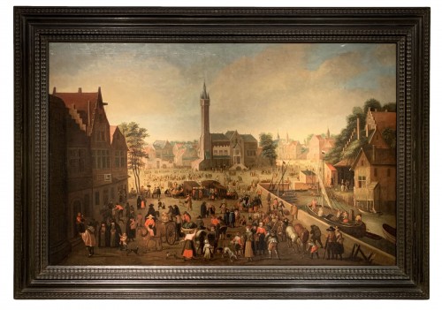 Market Scene - Flemish School Late 17th Century