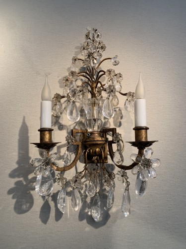 Lighting  - Late 19th century Pair of crystal sconces