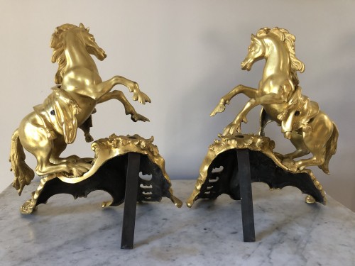 Pair of Louis XV period Horse Andirons - 