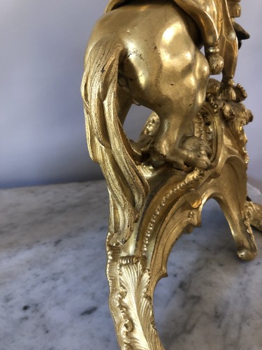 Pair of Louis XV period Horse Andirons - Louis XV