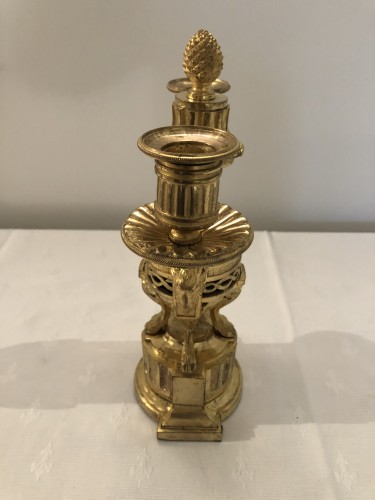 XVIIIe siècle - Paire de flambeaux cassolette formant brûle-parfum d’époque Louis XVI