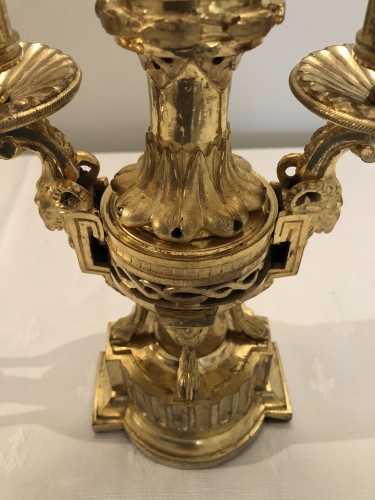 Louis XVI - Paire de flambeaux cassolette formant brûle-parfum d’époque Louis XVI