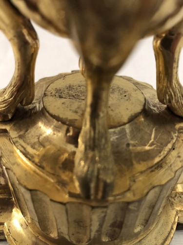 Antiquités - Paire de flambeaux cassolette formant brûle-parfum d’époque Louis XVI