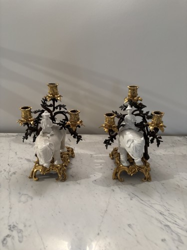 Lighting  - Pair Of Kangxi-period White Porcelain Elephants Mounted As Candelabra 