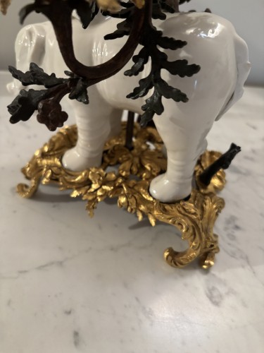 18th century - Pair Of Kangxi-period White Porcelain Elephants Mounted As Candelabra 