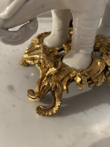 Pair Of Kangxi-period White Porcelain Elephants Mounted As Candelabra  - Louis XV