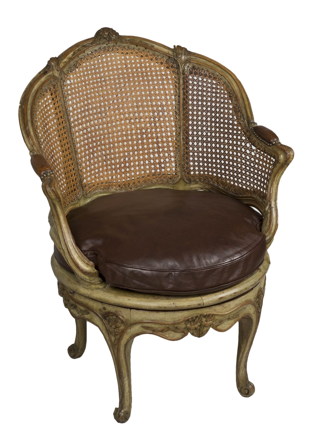 Louis XV Fauteuil Armchair, Brown