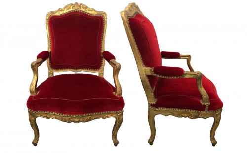 Suite of four Regence period armchairs