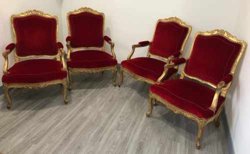 Suite of four Regence period armchairs - French Regence