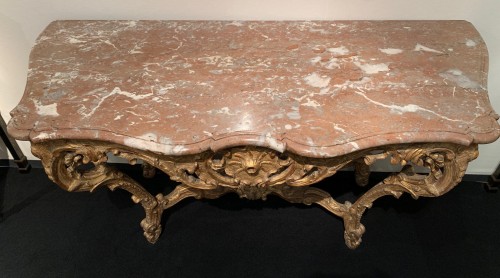 XVIIIe siècle - Grande console d'époque Louis XV