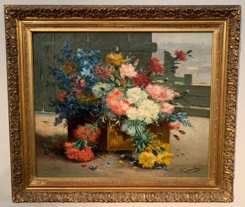 Basket of Flowers - Eugène Henri Cauchois (1850 - 1911) - Paintings & Drawings Style 