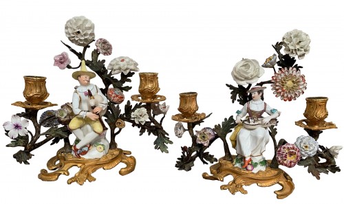 Pair of Meissen porcelain candelabra