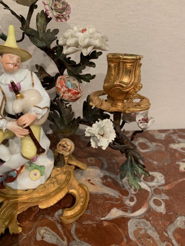 Antiquités - Pair of Meissen porcelain candelabra