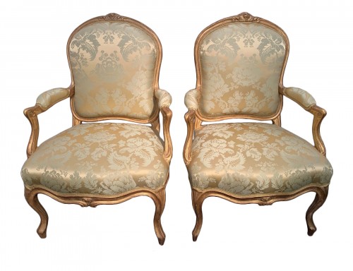 Four Louis XV Armchairs Stamped Tilliard