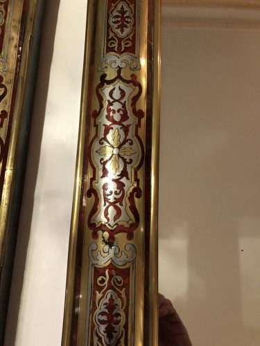 Miroirs, Trumeaux  - Paire de miroirs d’époque Louis XIV en marqueterie Boulle