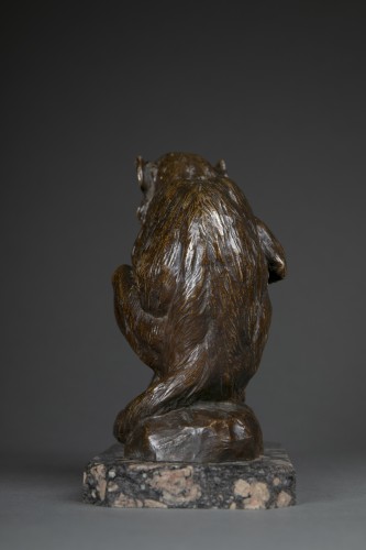 Sculpture Sculpture en Bronze - MENGIN Paul - Eugène (1853-1937) - Petit singe à sa toilette