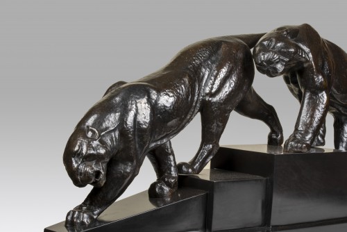 Sculpture Sculpture en Bronze - PROST Maurice (1894-1967) - Deux tigres