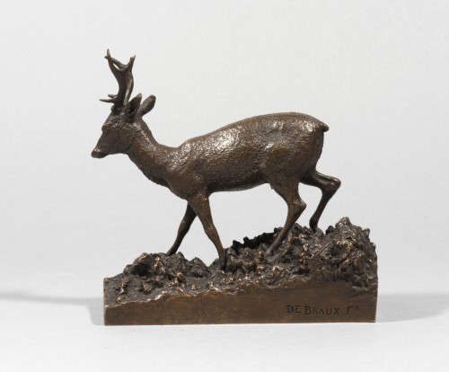 FAUQUE (French school end of XIXth century) Roe buck  - Sculpture Style Louis-Philippe