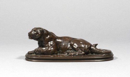 19th century - BARYE Antoine-Louis (1795-1875), Lying panther